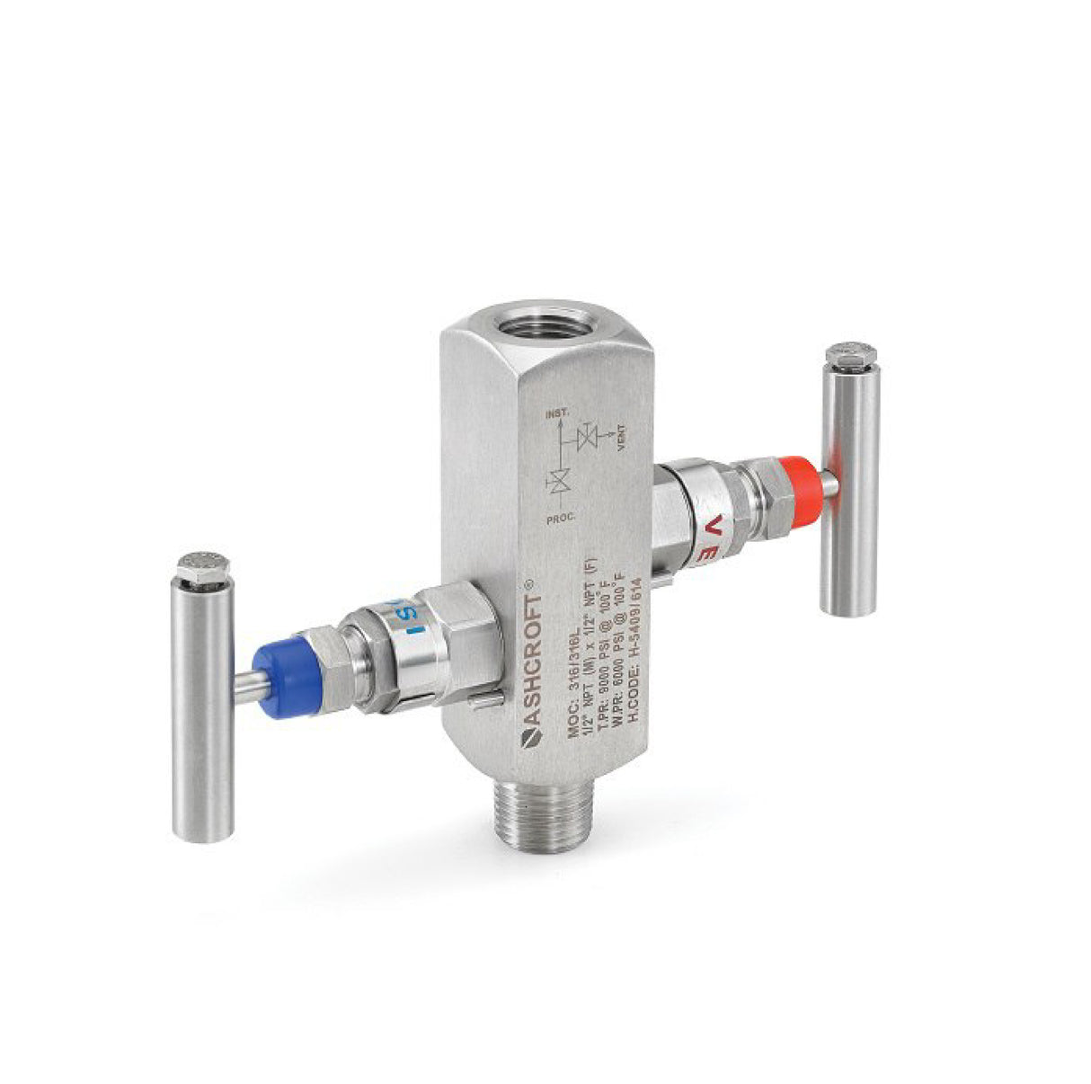 Manifold de montaje remoto de 1/2" NPT y 1/2" NPT (6000 psi) Ashcroft